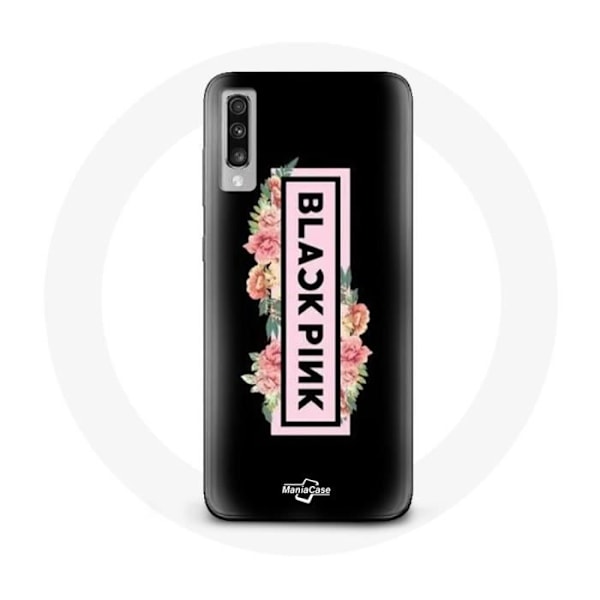 Coque pour Samsung Galaxy A50 Blackpink Grupp av K-pop Logotyp Svart Rosa Svart Bakgrund