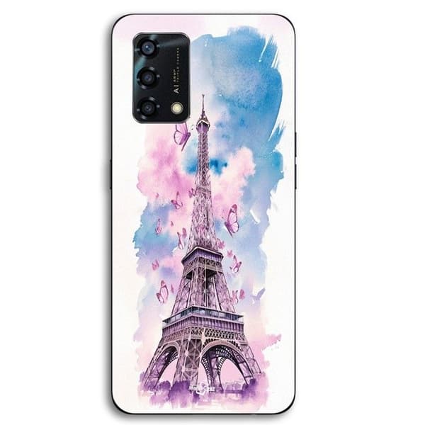 Coque til Oppo A95 Eiffeltårnet Farverig Sommerfugl Maniacase Svart