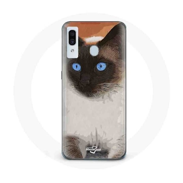 Coque för Samsung Galaxy A20e Siamese Svart och vit Blå ögon
