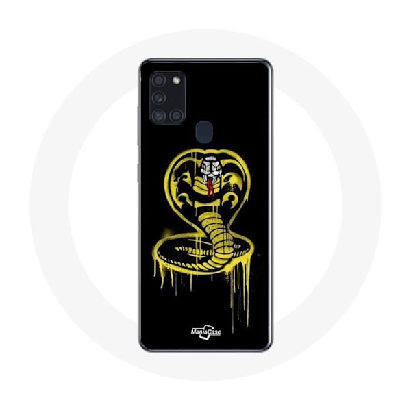 Coque för Samsung Galaxy A21s Cobra Kai Logotyp Gul Svart Bakgrund Affisch Serie