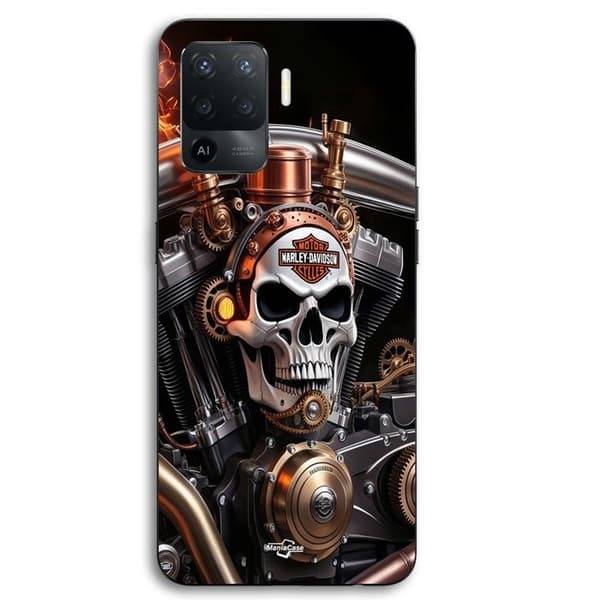 Coque til Oppo A94 Harley Davidson Dødningehoved Mekanisk Maniacase Svart