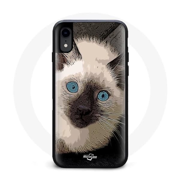 iPhone XR Cover Siamesisk Kat med Blå Øjne