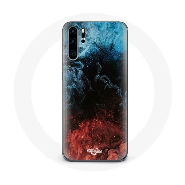 Cover til Huawei P30 Pro med abstrakt tekstur i rød, sort og blå
