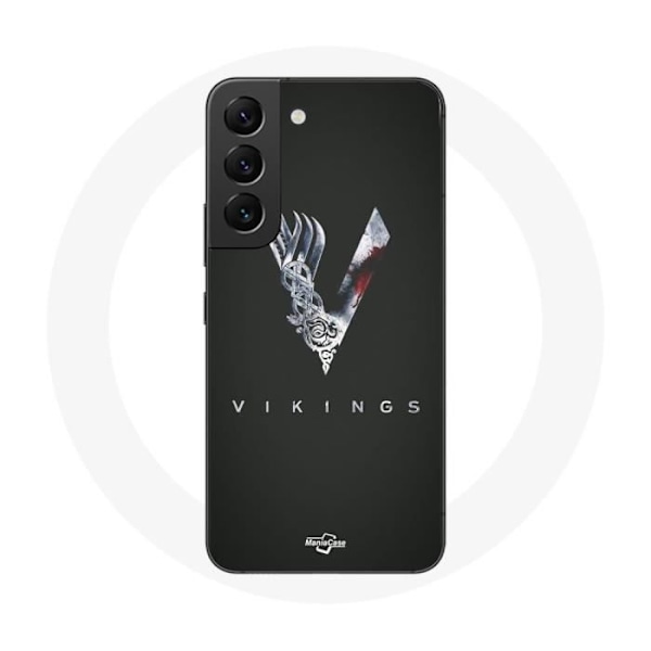 Skydd för Samsung Galaxy S22 Vikings Säsong 6 logotyp V Svärd Grå Bakgrund Svart
