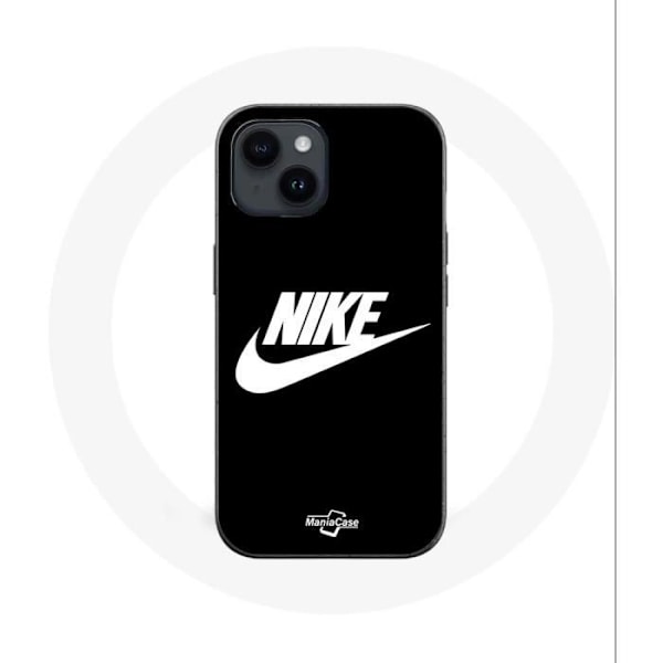Coque - Nike - Iphone 14 Plus - Vit logotyp - Svart bakgrund - Mjuk Svart vit