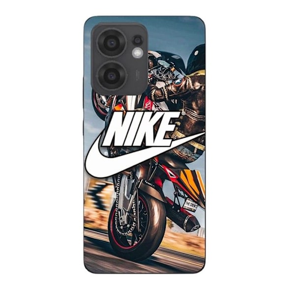Telefoncase - Maniacase - Oppo Reno 13F - Vit Nike-logotyp - Mjuk - Silikon Svart