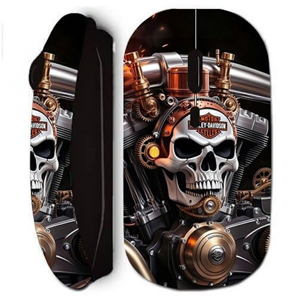Trådlös mus - Harley Davidson - Dödskalle - Ergonomisk - Mekanisk - Svart