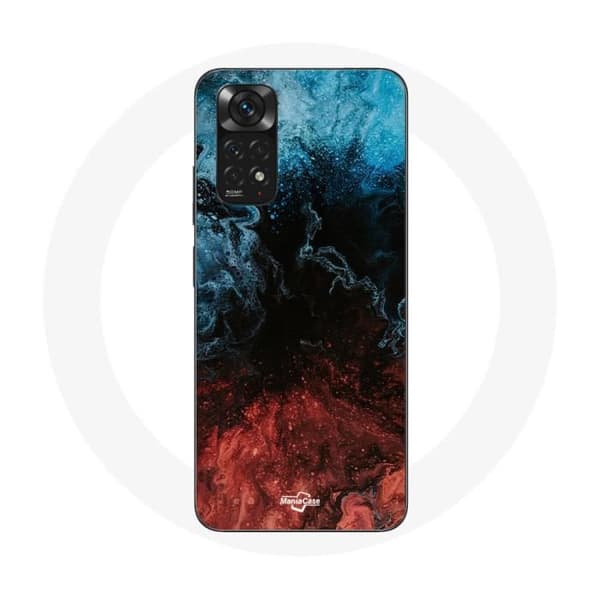 Cover til Xiaomi Redmi Note 11 4G med abstrakt tekstur i rød, sort og blå