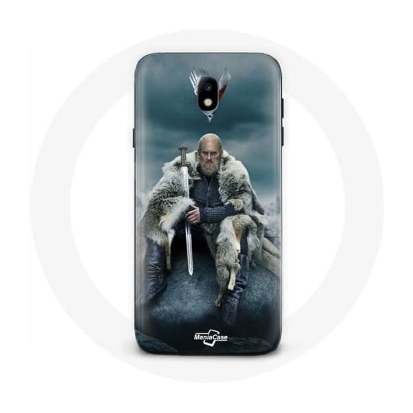 Coque - Vikings - Galaxy J3 2017 - Pehmeä - Harmaa - Ragnar Lothbrok logo V Miekka Grå