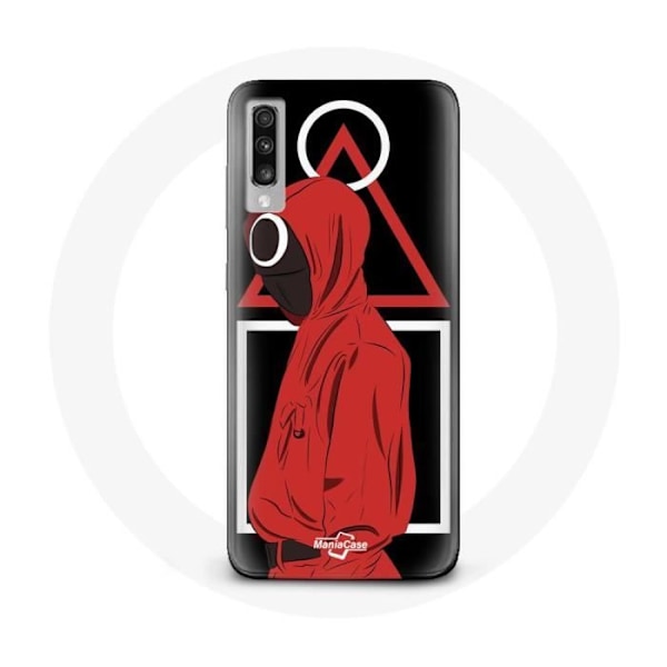 Coque för Samsung Galaxy A50 Squid Game logotyp symboler triangel fyrkant cirkel Svart bakgrund