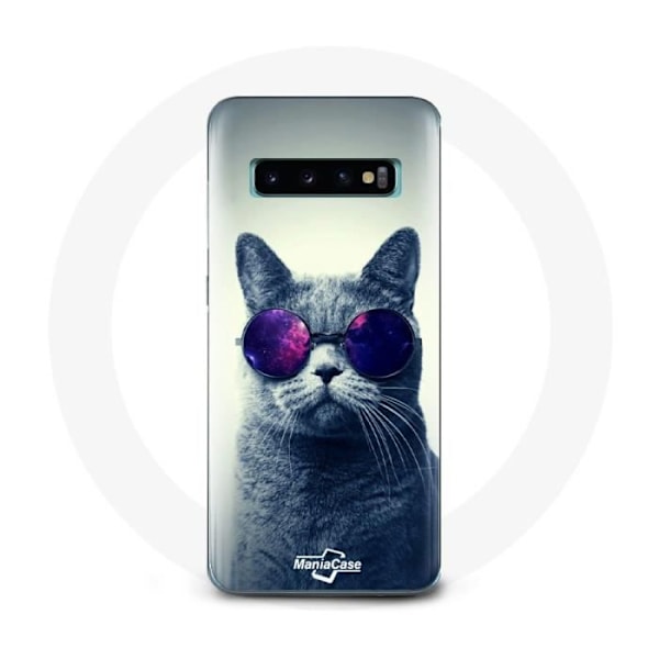 Skal - Samsung - Galaxy S10 - Mjuk - Lila - Katt med glasögon Lila