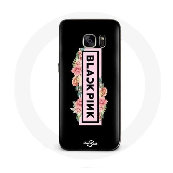 Cover til Samsung Galaxy S6 Blackpink K-pop Gruppe Logo Sort Rosa Sort Baggrund