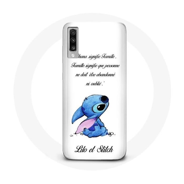 Coque Samsung Galaxy A70 Lilo och Stitch Ohana Citat Vit