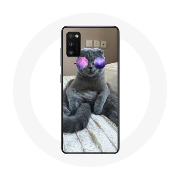 Coque Samsung Galaxy A41 Chat med lila glasögon