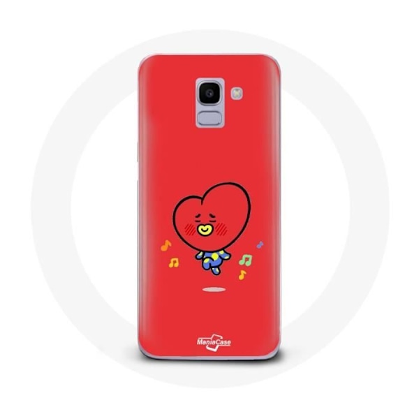 Coque för Samsung Galaxy J6 2018 BTS Bangtan Boys BT21 TATA V Röd Bakgrund