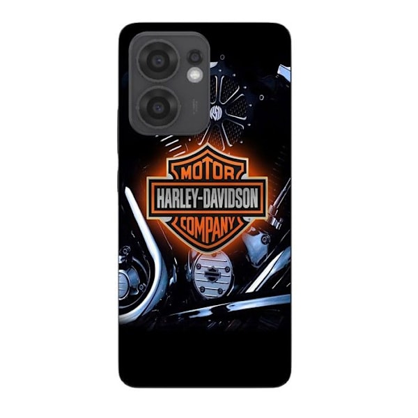 Telefonfodral - Maniacase - Oppo Reno 13F - Harley Davidson-logotyp - Silikon - Mjuk Svart