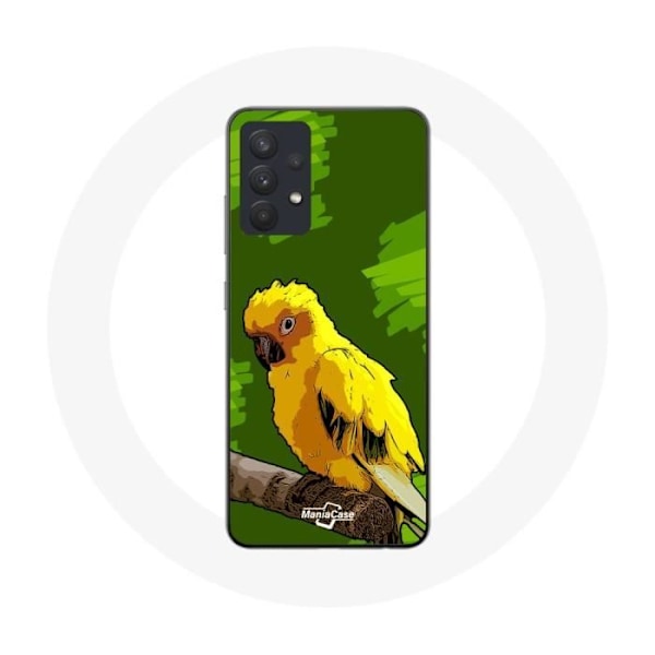 Skal för Samsung Galaxy A13 5G Gula Parakiter på Grön Bakgrund