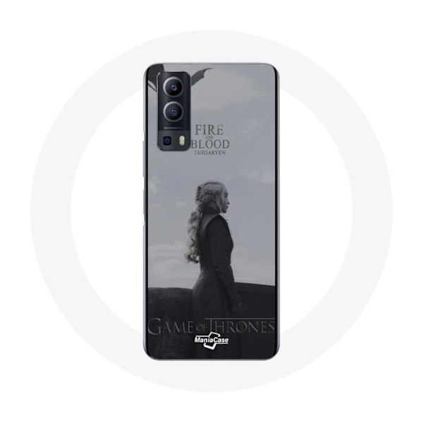 Coque för Vivo Y72 Game of Thrones Säsong 8 Daenerys Targaryen eld och blod Järntronen Logotyp Grå