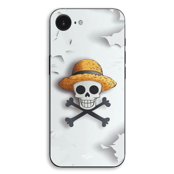 Coque til iPhone 16E one piece dødningehoved logo grå Maniacase Svart