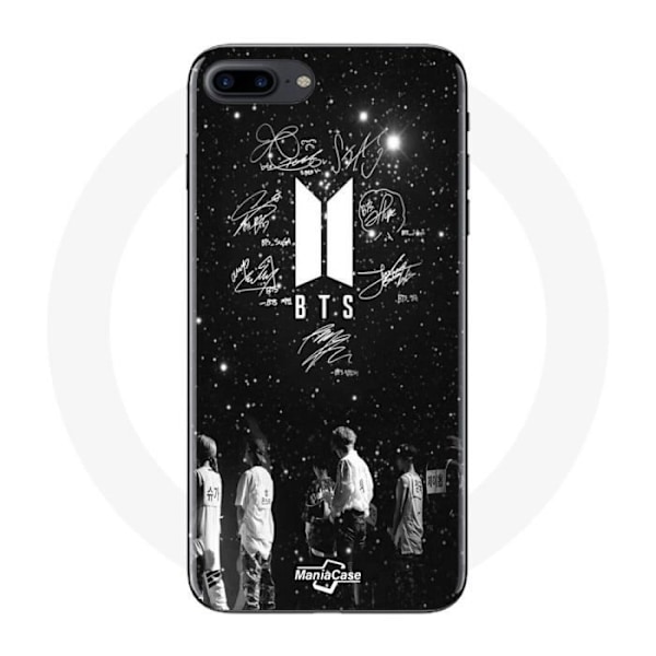 Coque - BTS - Iphone 7 Plus - Blød - Sort - Medlemmernes Signatur