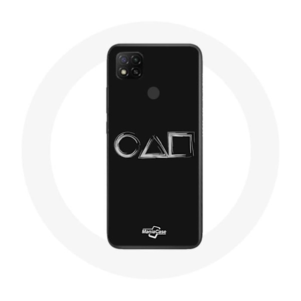 Coque Xiaomi Redmi 9C Squid Game logotyp symboler fyrkant cirkel triangel Svart bakgrund