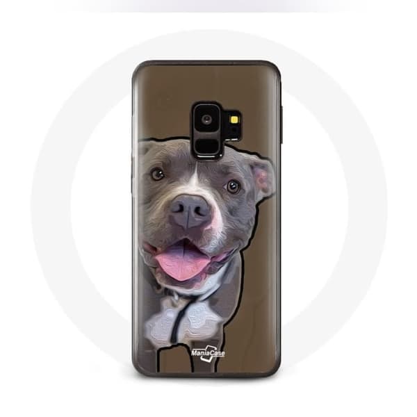 Coque för samsung galaxy S9 plus Vit grå Pitbull hund