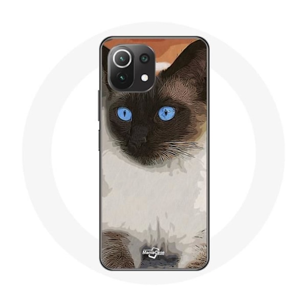 Coque för Xiaomi Mi 11 Lite Siamese Katt Svart och vit Blå ögon