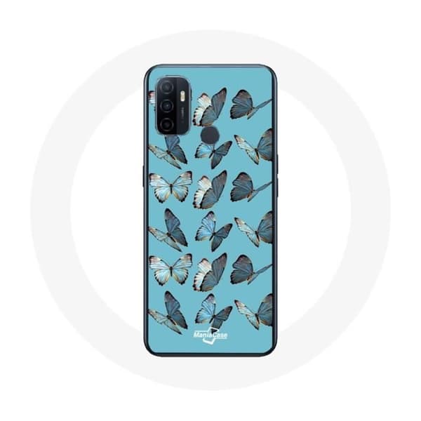 Coque - Oppo - A53 - Blå - Sommerfugle - Blød Blå