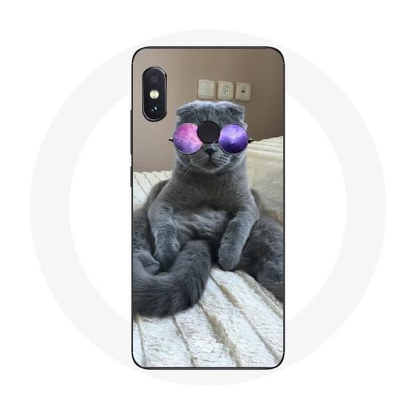 Coque för Xiaomi Redmi Note 5 Pro Katt med lila glasögon