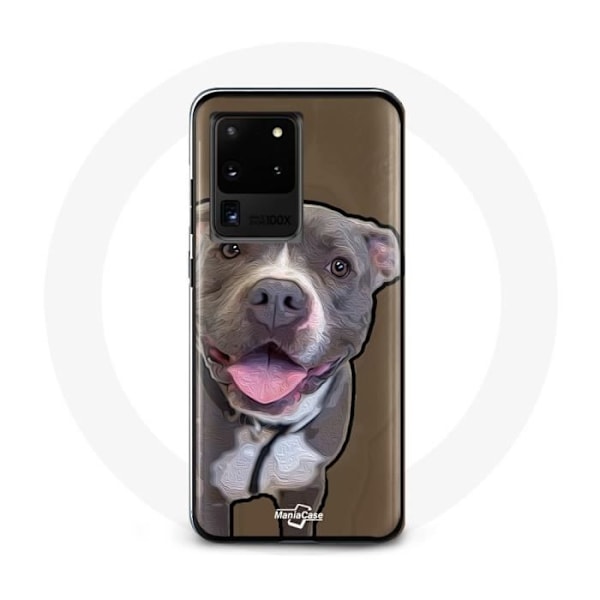 Coque - Samsung - Galaxy S20 Ultra - Mjuk - Pitbull Hund - Vit och grå Vit grå