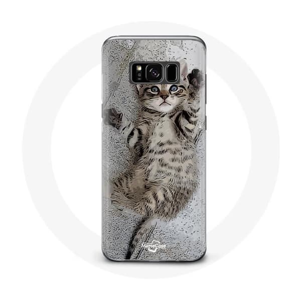 Cover - Samsung - Galaxy S8 - Blød - Grå - Sødt Bengal kattekillinger