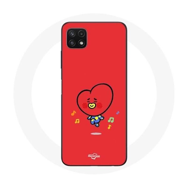 Coque för Samsung Galaxy A22 5G BTS Bangtan Boys BT21 TATA V Röd Bakgrund