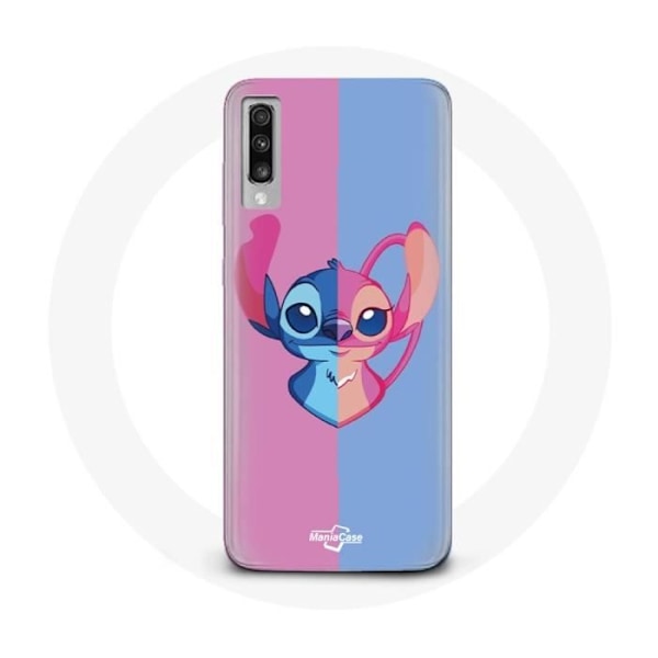 Coque - Samsung - Galaxy A70 - Mjuk - Skydd - Stitch och Angel blå rosa Blå, Rosa