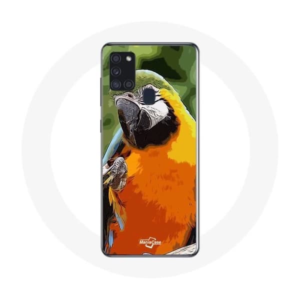 Samsung Galaxy A21S Coque Aras Perroquet Orange vert