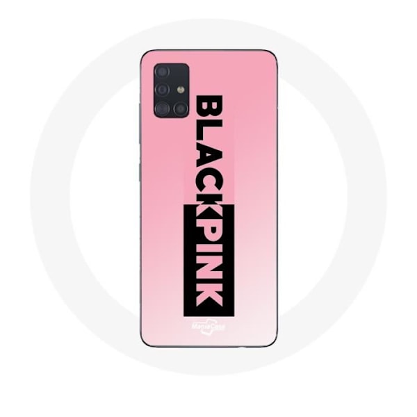 Coque för Samsung Galaxy A51 Blackpink K-pop-grupp svart rosa logotyp rosa bakgrund