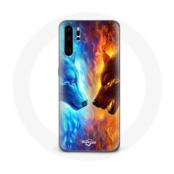 Ice and Fire Wolf Case for Huawei P30