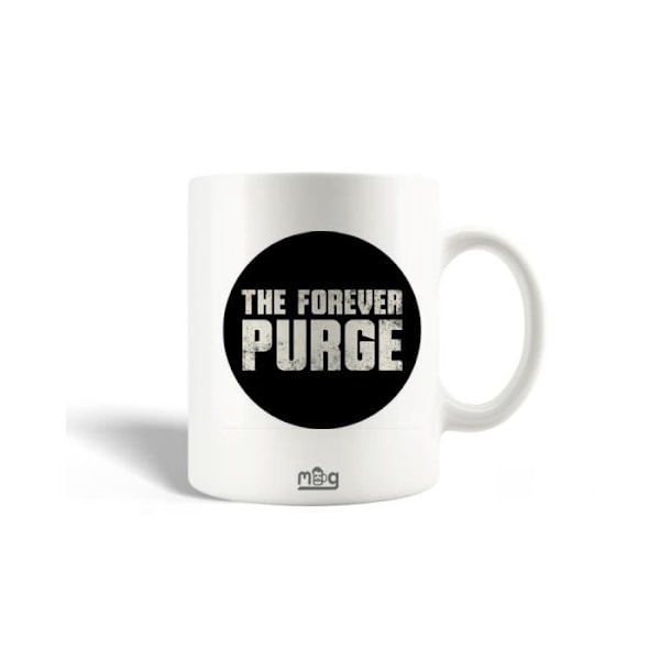 Mugg i keramik The Forever Purge-logotyp vit på svart bakgrund