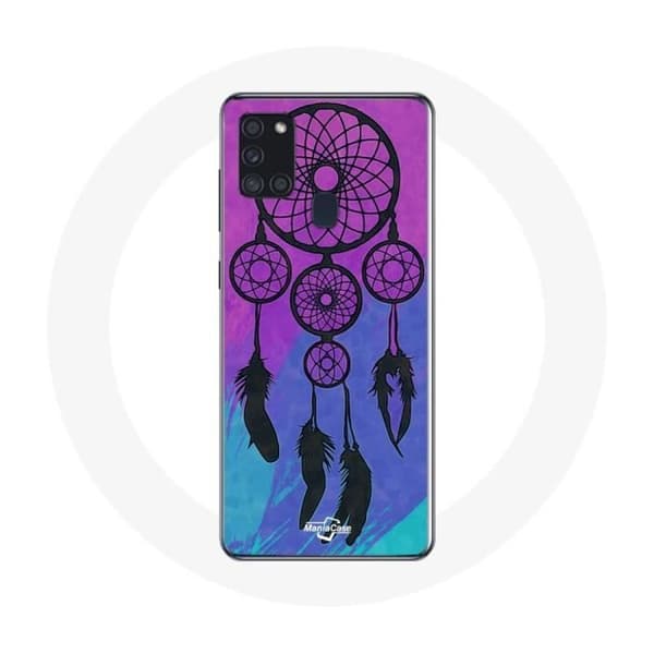 Samsung Galaxy A21S Cover Drømmefanger Sort Blå og Lilla Baggrund
