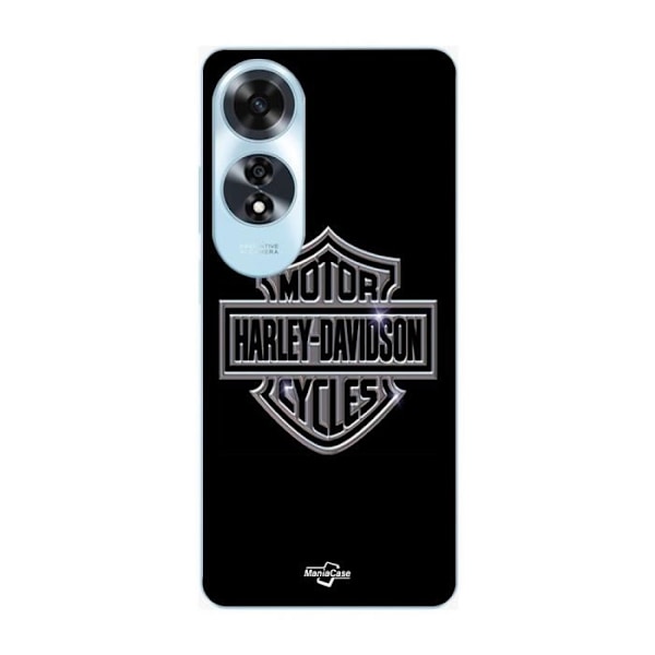Coque för Oppo A60 Harley Davidson logotyp motorcyklar grå front svart Maniacase