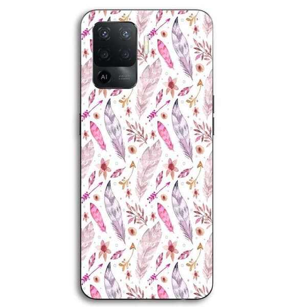 Coque til Oppo A94 med lyserøde fjer Maniacase Svart