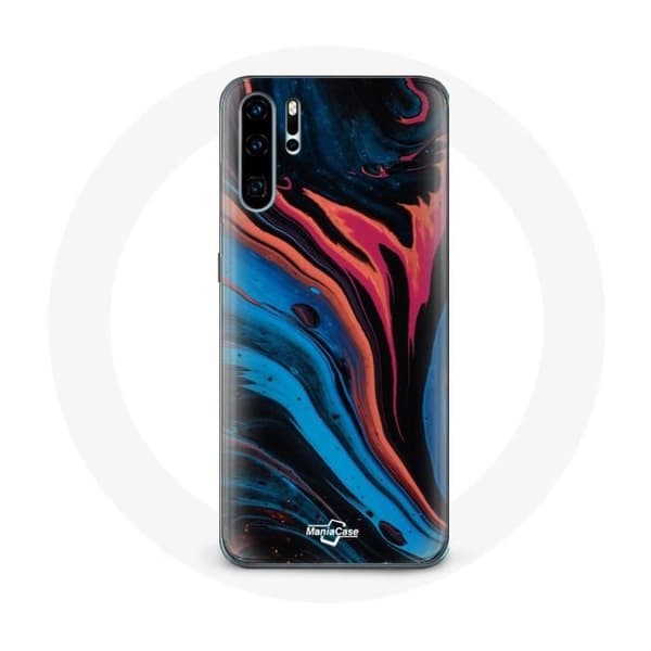 Cover til Huawei P30 Abstrakt tekstur blå sort rød