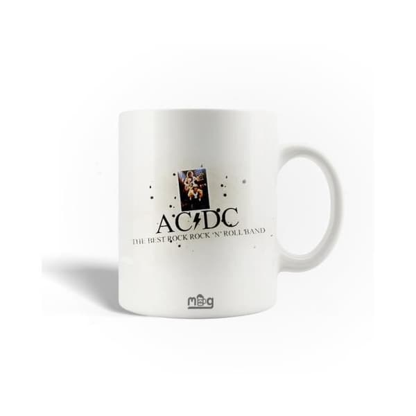 Mugg i keramik - AC/DC - Rock N Roll Train - 30cl - Diskmaskinskompatibel - Vit