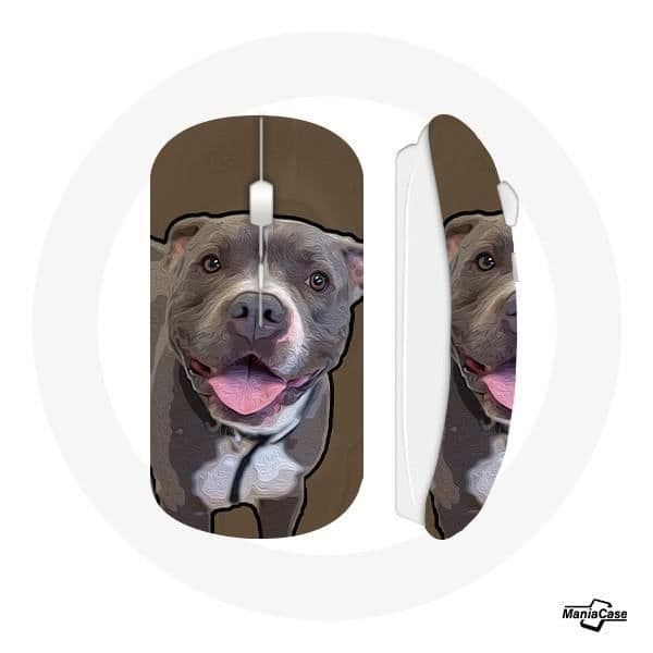 Trådlös Mus Hund Pitbull Vit Grå