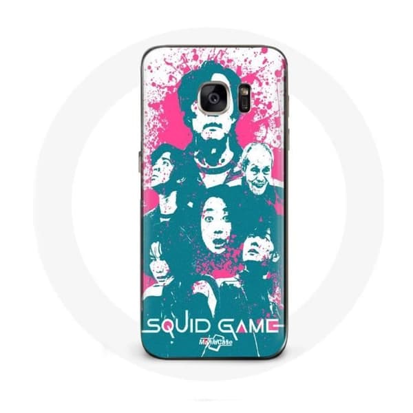 Cover til Samsung Galaxy S6 Edge Squid Game Plakat karakterer logo