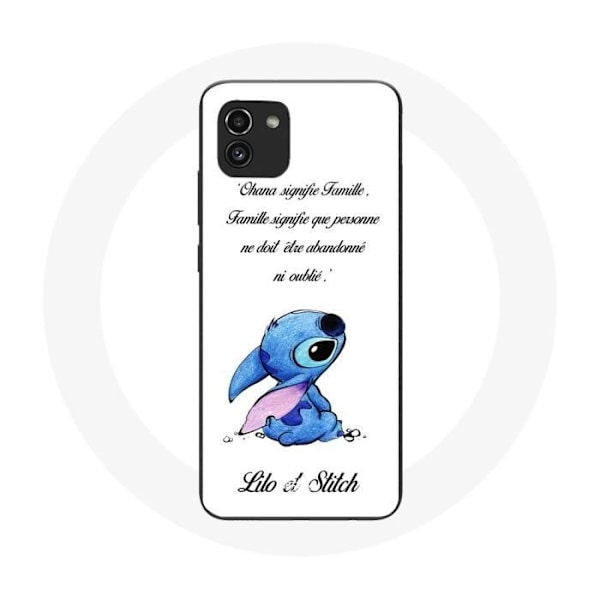 Coque för Samsung Galaxy A03 Lilo och Stitch Ohana Citat Vit