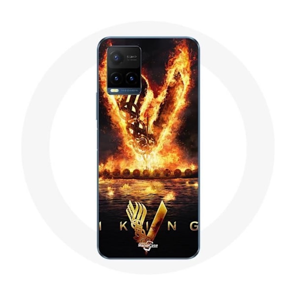 Skydd för Vivo Y21s 2021 / Y21 2021 Vikings Säsong 6 logotyp V Eldsvärd Svart Bakgrund