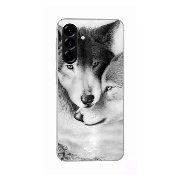 Coque - Maniacase - Samsung Galaxy A36 - Silikon - Mjuk - Mönster varg och varghona Svart