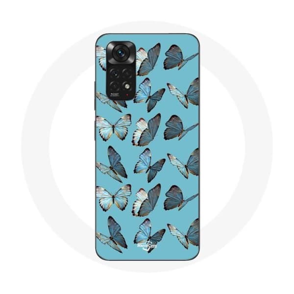 Cover til Xiaomi Redmi Note 11 4G sommerfugle Blå baggrund
