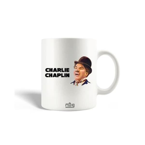 Mugg - Charlie Chaplin - Keramik - 30cl - Diskmaskinskompatibel - Vit