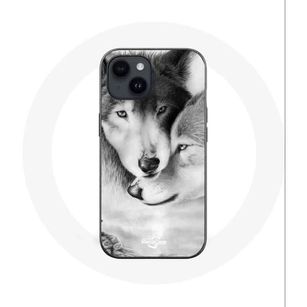 Cover - Maniacase - Iphone 14 Plus - Ulv Duo dyr - Blød - Sort